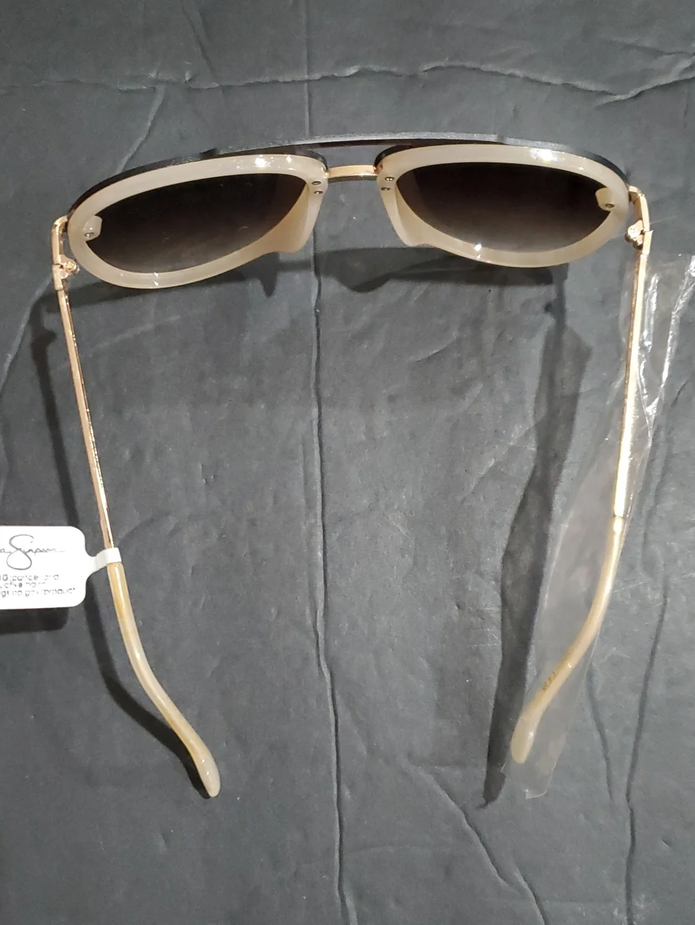 Jessica Simpson j6195 nude rimless brown‎ fade gradient aviator style sunglasses